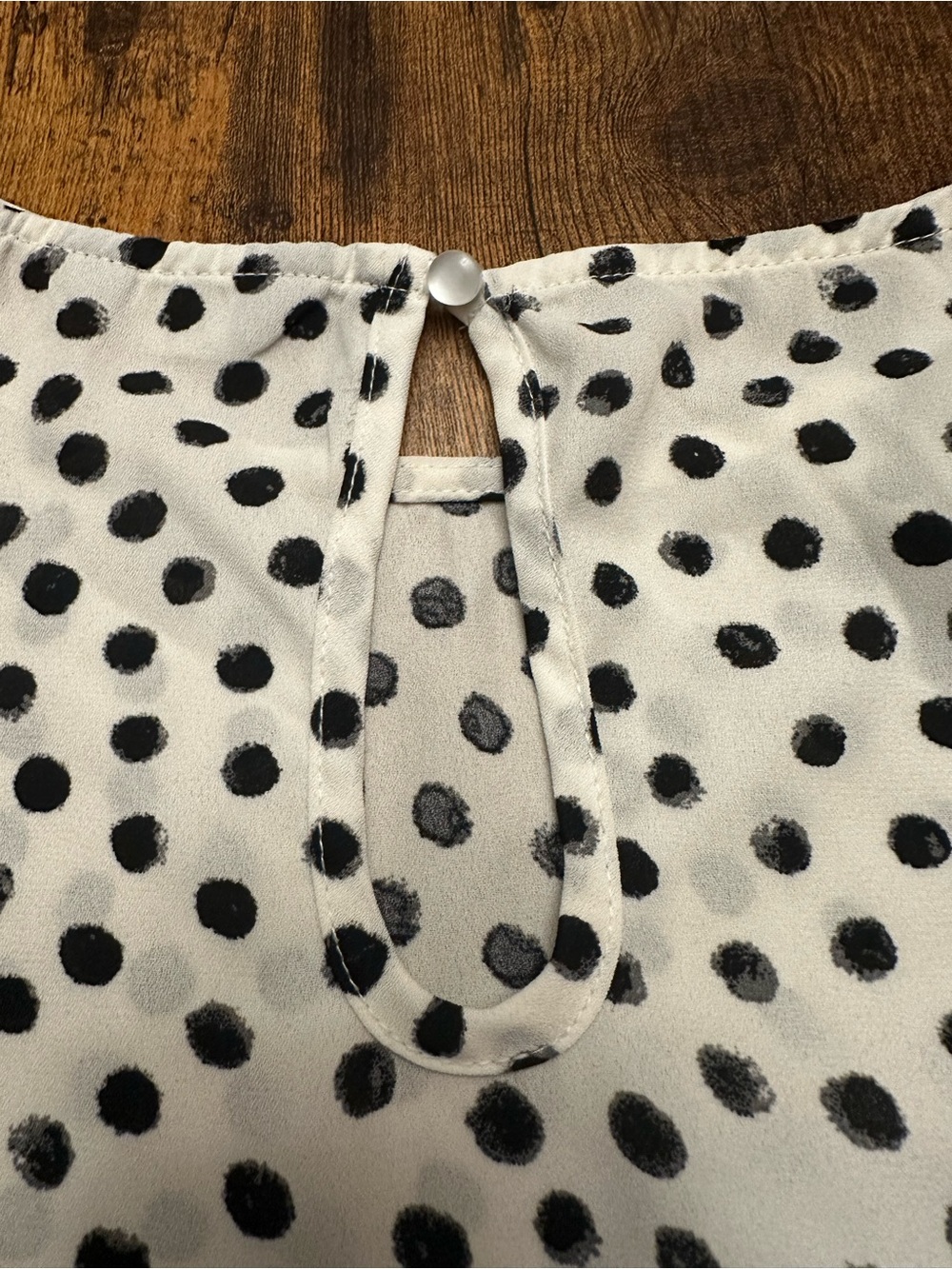 Denver Hayes White Dress with Black Polka Dots and Peplum Hem #286 - Picture 4 of 7